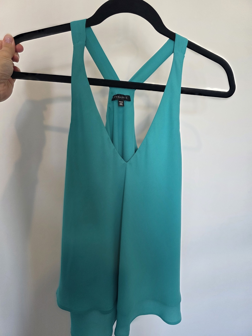 Dynamite Teal Cross-Back V-Neck Cami